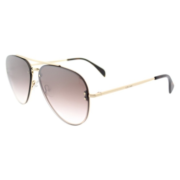 CELINE Gold Metal Brown Silver Lens Aviator *MINT - Picture 3 of 8